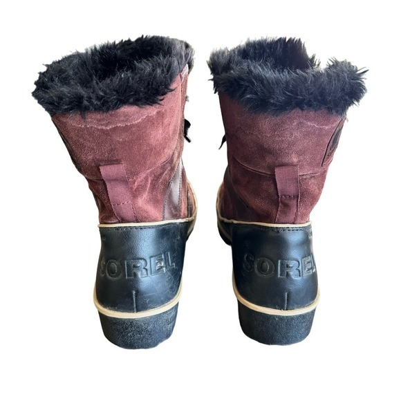 Sorel Tivoli II Waterproof Suede Short Snow Boots Burgundy Size 8.5 main image 8